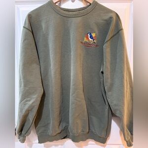 VTG Blue Jay Olive Fall Leaf Crewneck Birding Prince Edward Island Sweatshirt